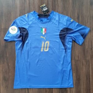 Francesco Totti Italy New Mens World Cup 2006 Retro Home Blue Soccer Jersey